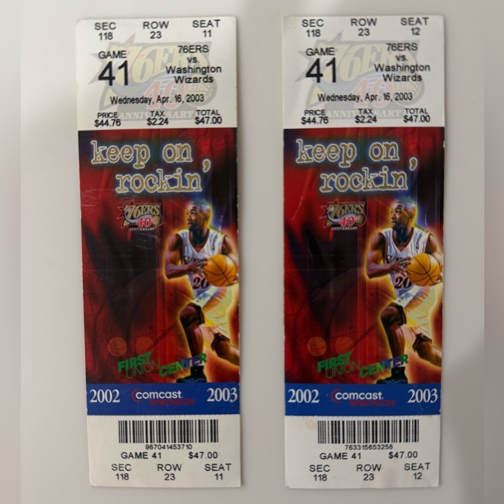 Michael Jordan’s Wizards last NBA Game Ever ticket stub
4/16/03​